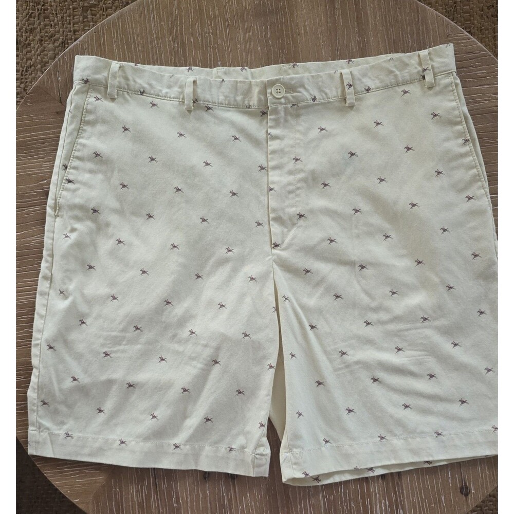 Savane Select Edition Shorts Mens 40 Yellow Linen Flat Front Casual Horse Jockey